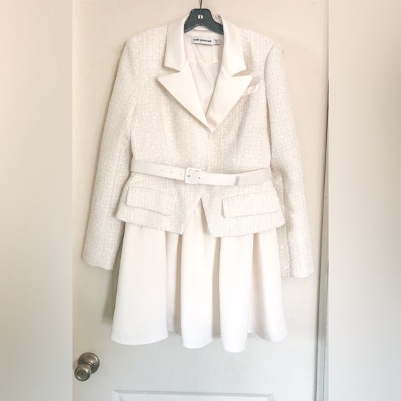 Self - Portrait Tailored Cream Color Boucle Mini Dress - Picture 7 of 16